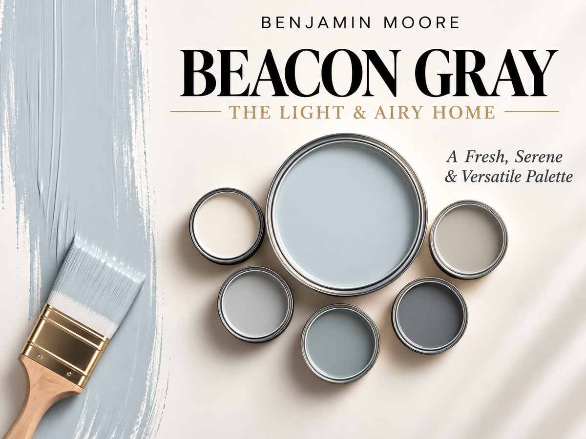 Benjamin Moore Beacon Gray 2128-60 Light Airy Blue Gray Paint Color Palette
