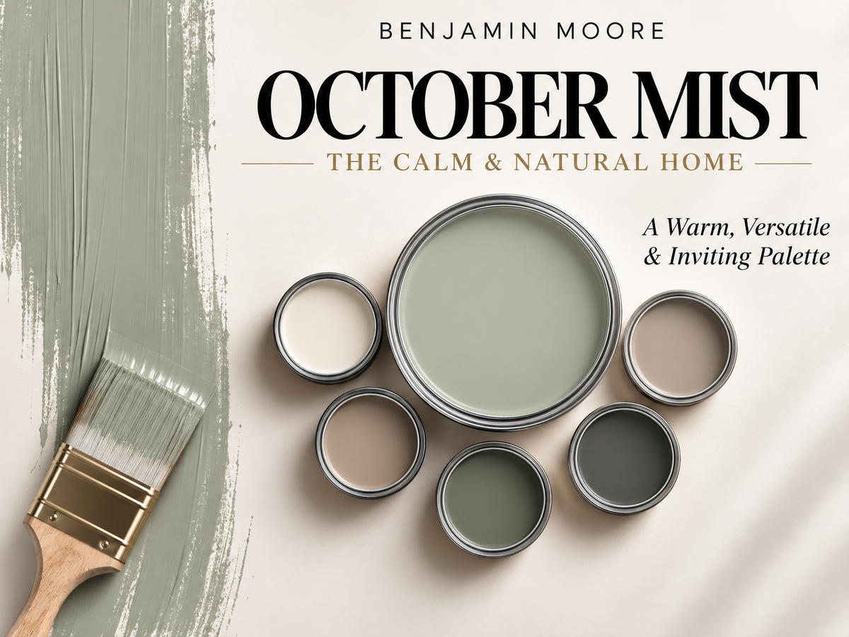Benjamin Moore October Mist 1495 Soft Earthy Green Paint Color Palette