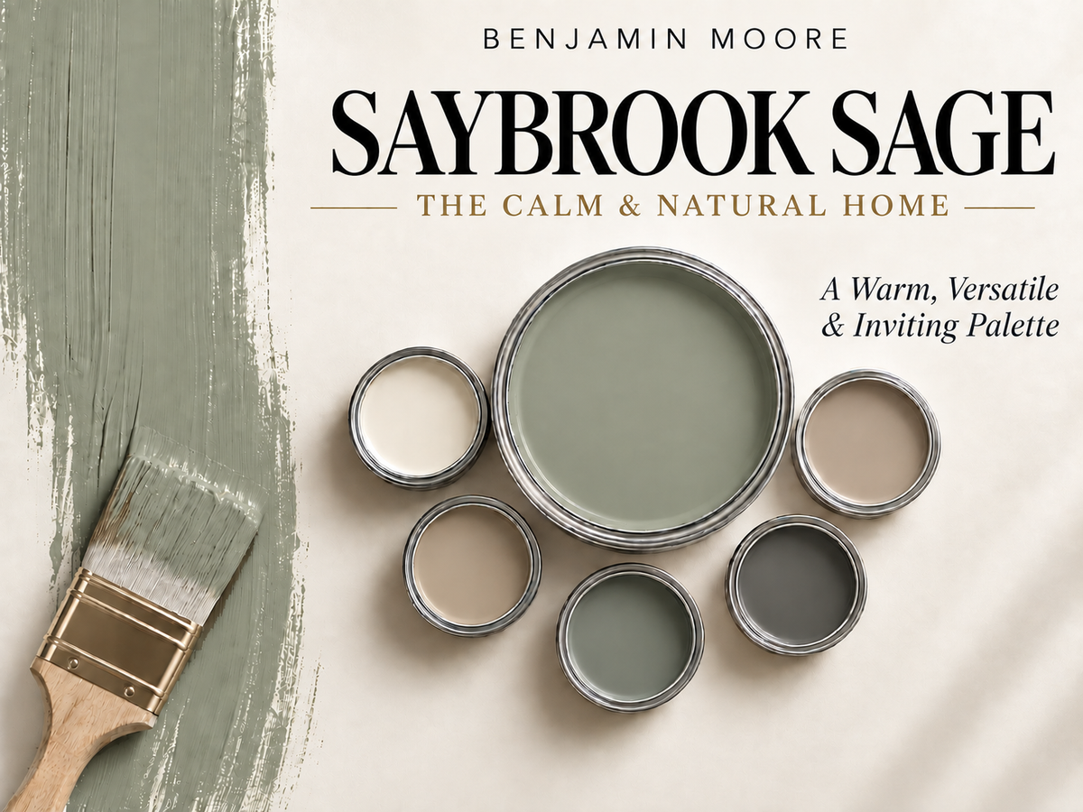 Benjamin Moore Saybrook Sage HC-114 Earthy Sage Green Paint Color Palette
