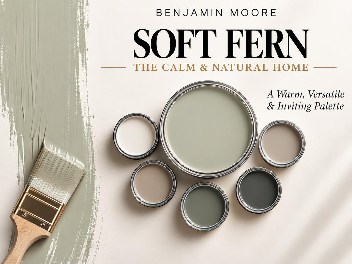 Benjamin Moore Soft Fern 2144-40 Soft Earthy Green Paint Color Palette