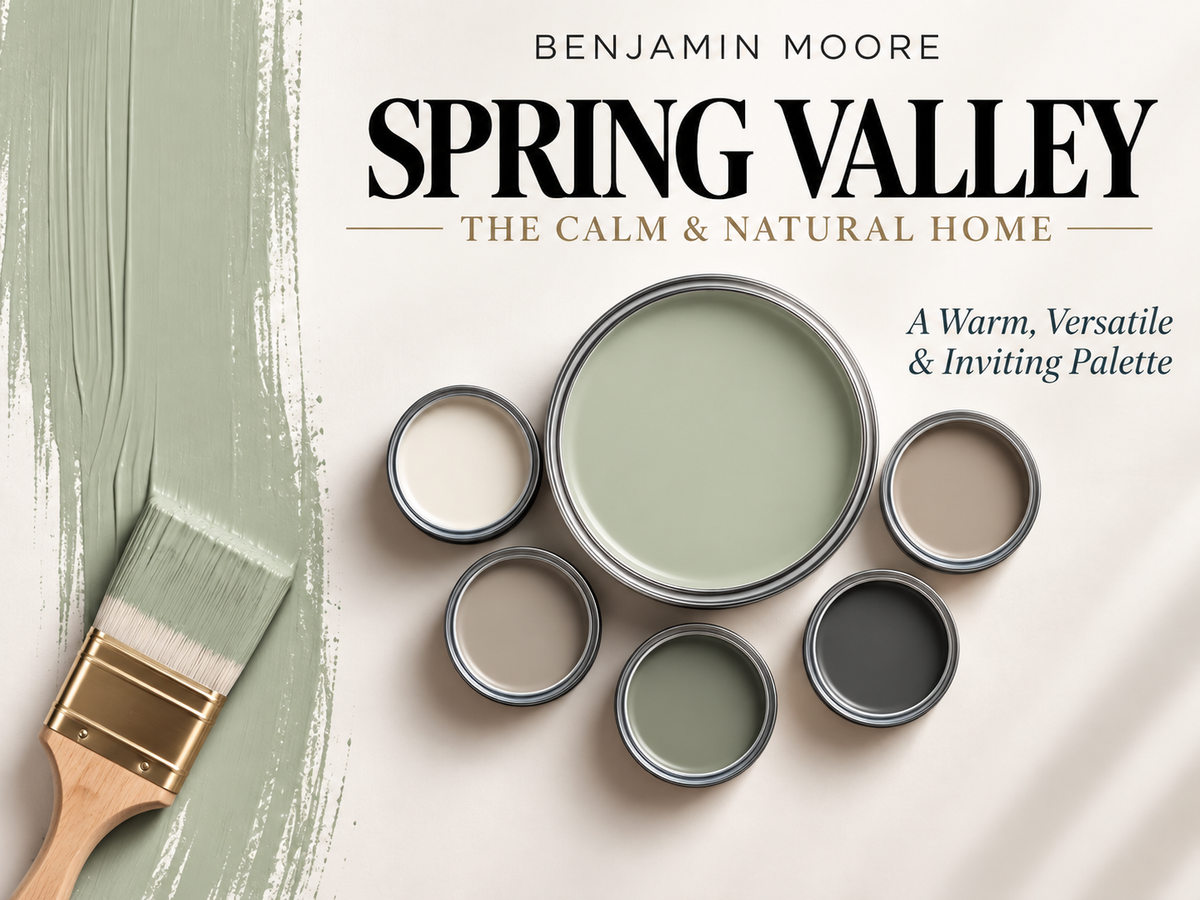 Benjamin Moore Spring Valley 438 Earthy Green Paint Color Palette