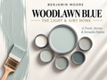 Benjamin Moore Woodlawn Blue HC-147 Light Airy Blue Paint Color Palette
