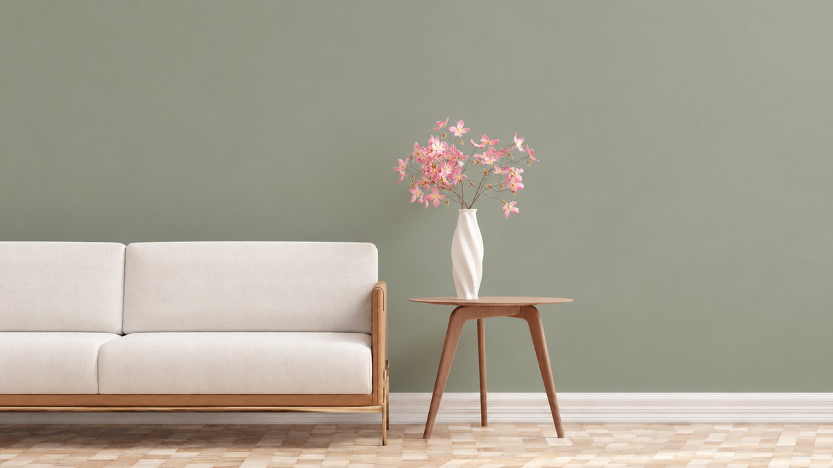 Sherwin-Williams Clary Sage SW 6178 muted green paint color in a living room
