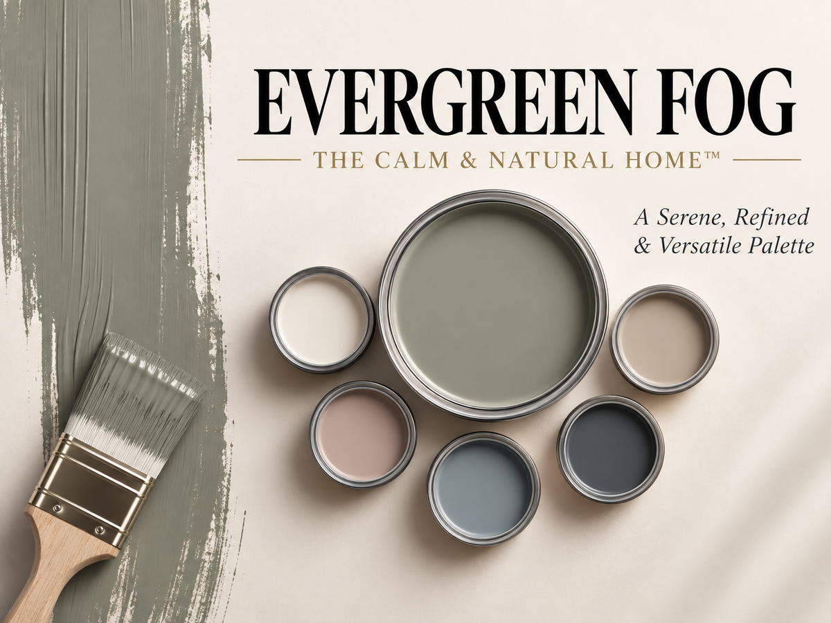 Sherwin-Williams Evergreen Fog SW 9130 Earthy Green Paint Color Palette