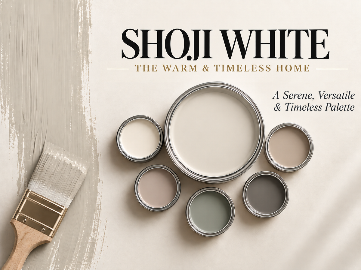 Sherwin-Williams Shoji White SW 7042 Warm White Paint Color Palette