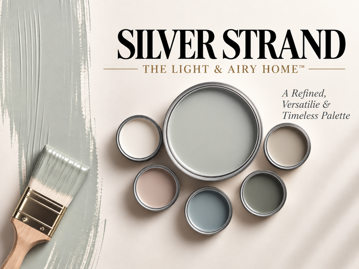 Sherwin-Williams Silver Strand SW 7057 Soft Blue Gray Paint Color Palette